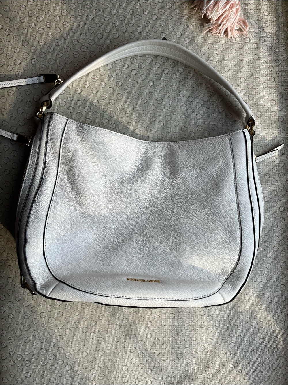 Michael Kors White Leather Shoulder Hobo Bag
